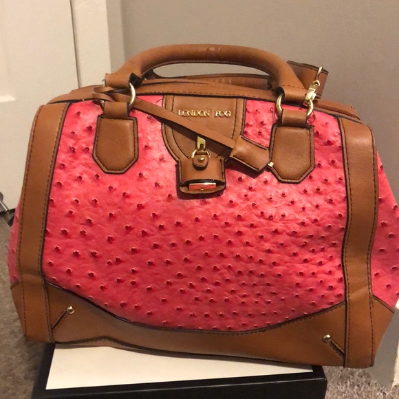 Brand New London Fog Hot Pink Satchel W/ or W/out Strap .. Leather Bag - Picture 2 of 8